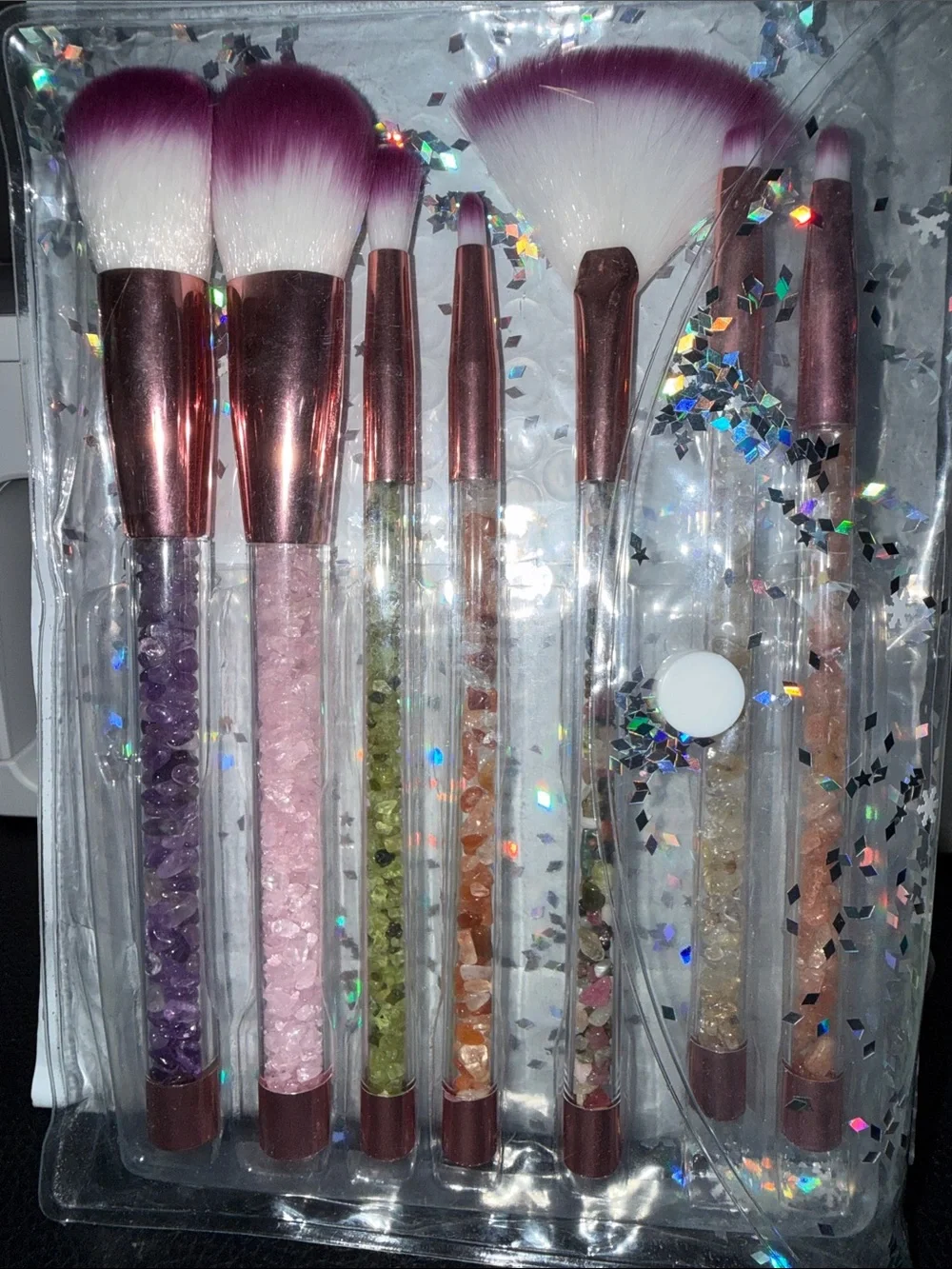 Crystal Handle Makeup Brush Set with case